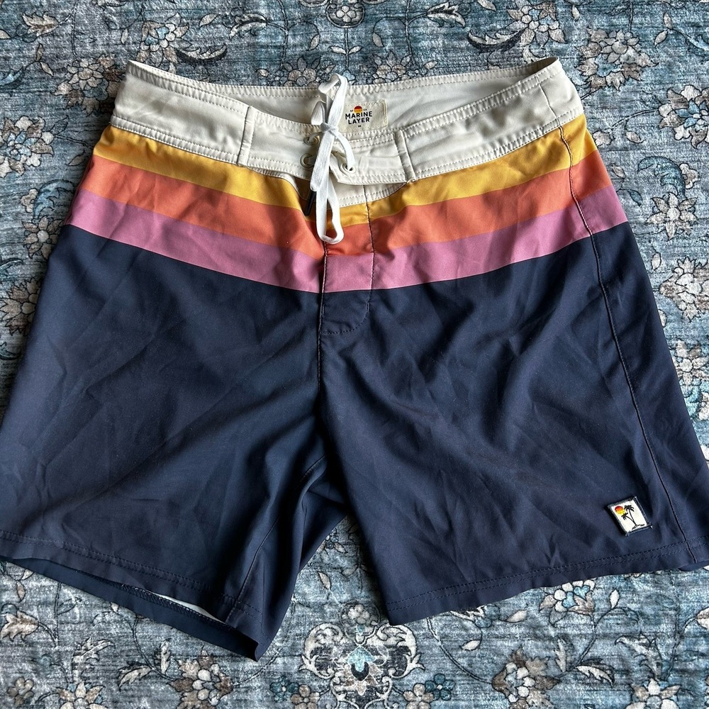 Marine Layer Ombre Men's 30 Board Shorts Swim Trunks 5.5" Unlined